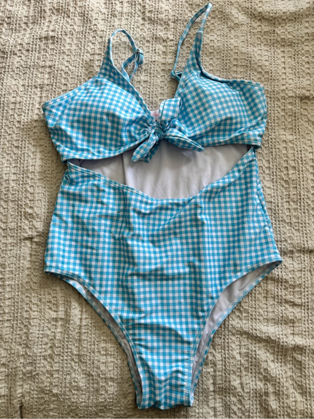 Blue Gingham Womens One-Piece Swimsuit